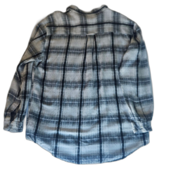 Lemon Grass Linen Blend Casual Button Up Striped Shirt Flannel Style Large - Picture 3 of 7